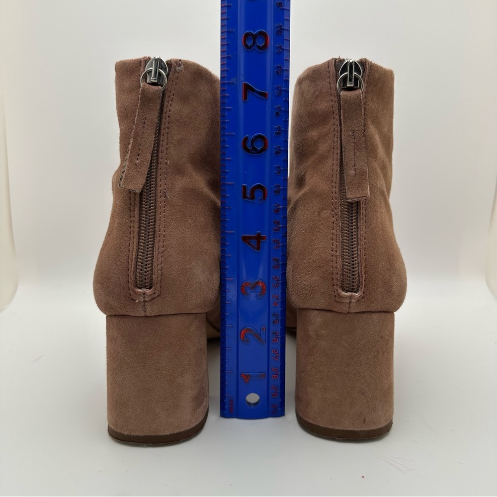 Topshop Spain Made Suede Booties Back Zip Block Heel Ankle Boots EU 40 US 9 - Picture 7 of 12